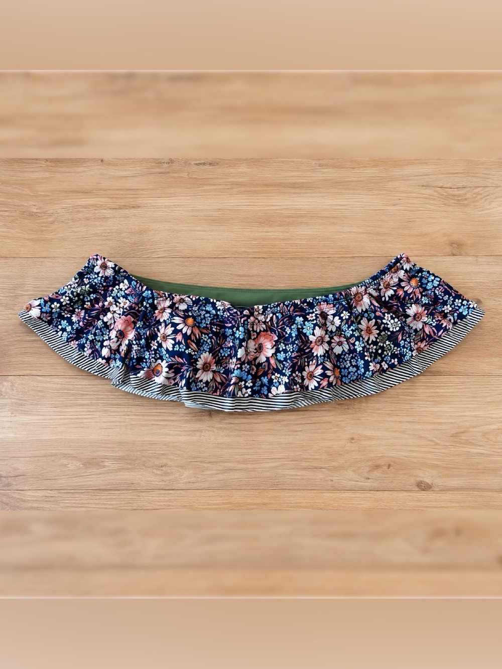 Rebecca Virtue floral bandeau off shoulder bikini top size medium